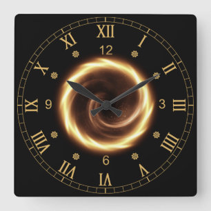 Time Machine ~ Spiralfeuer Vortex ~ Zeitportal ~  Quadratische Wanduhr