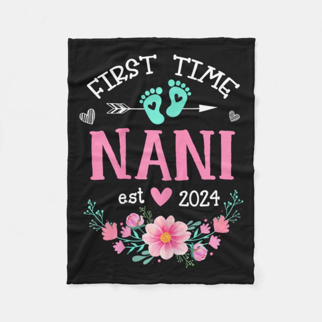 Time Nani Est 2024 Floral Schwangerschaft Ankündig Fleecedecke (Vorderseite)