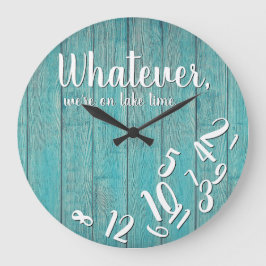 Time Rustic Wood Funny Retirement Lake Zuhause Große Wanduhr