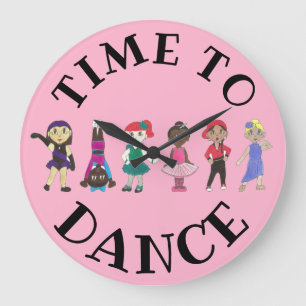 Time to Dance Ballet Stich Jazz Acro Studio School Große Wanduhr