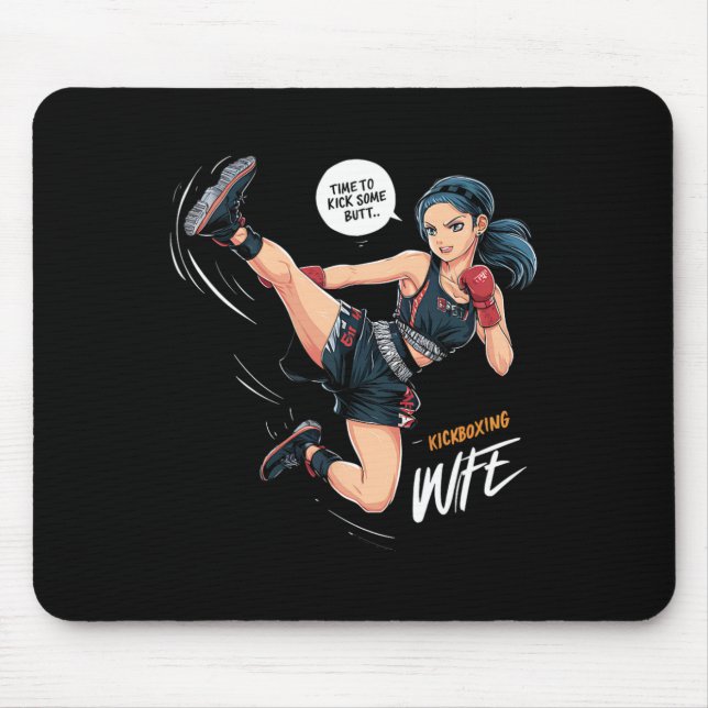Time To Kick Some Butt Kickboxing Wife Art  Mousepad (Vorne)