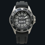 Time to Lift Kettlebell Armbanduhr<br><div class="desc">This bold Time to Lift watch features twelve kettlebells arranged around the dial,  each displaying a number for a unique and powerful fitness-inspired design. Set on a sleek black background with gray kettlebells and clean black clock hands,  this minimalist piece captures the strong aesthetic of modern gym spaces.</div>