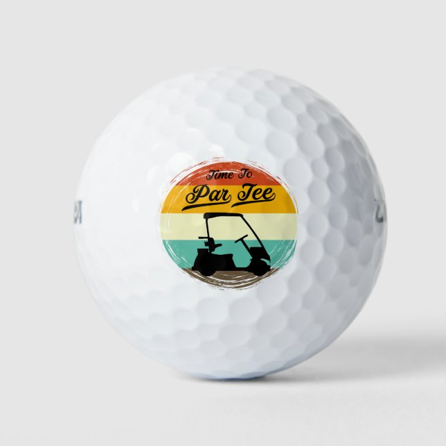 Time to Par Tee – Retro Golf Cart Humor Design Golfball (Vorderseite)