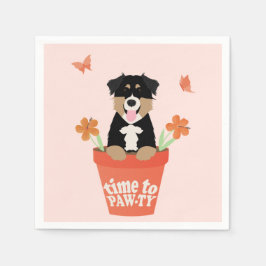 Time To Pawty Australian Shepherd Dog Serviette