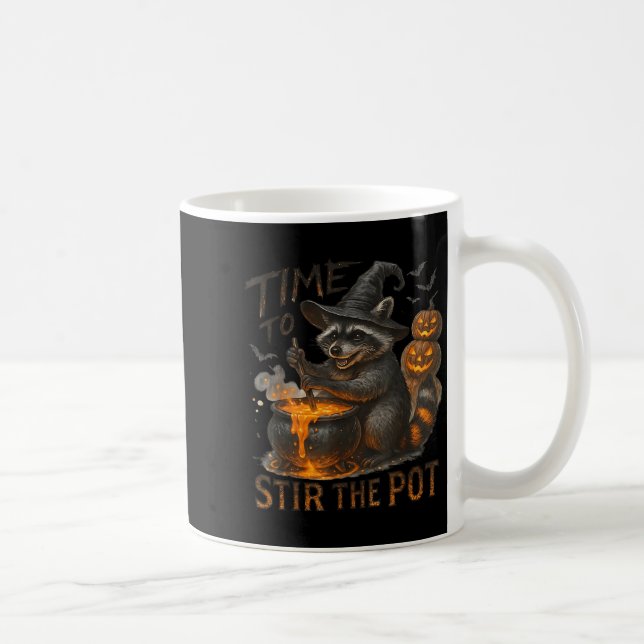Time To Stir T Funny Raccoon Retro Halloween Anima Kaffeetasse (Rechts)