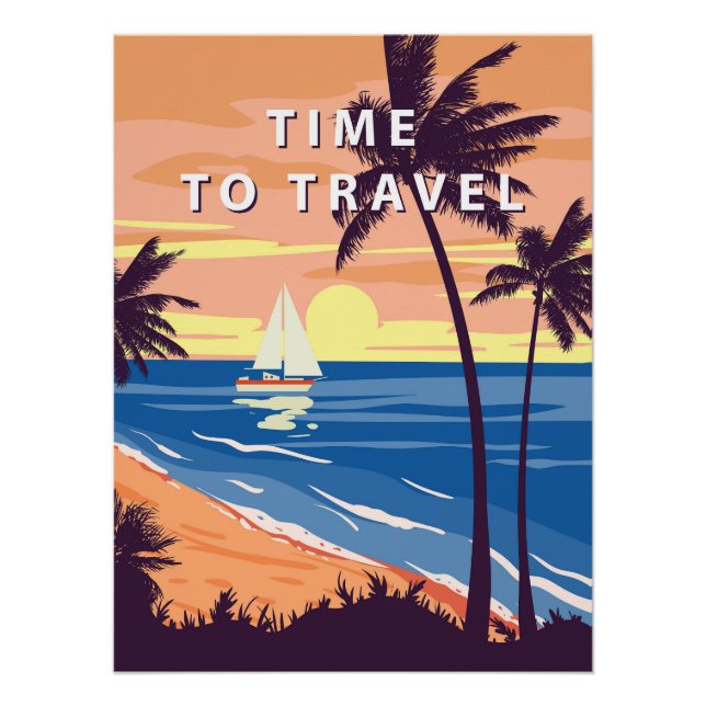 Time To Travel Retro Poster (Vorderseite)