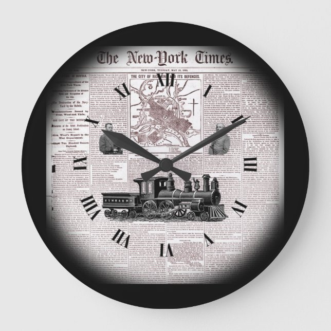 Time Travel ~ NY Times ~ May 13, 1862 ~ Richmond ~ Große Wanduhr (Vorderseite)