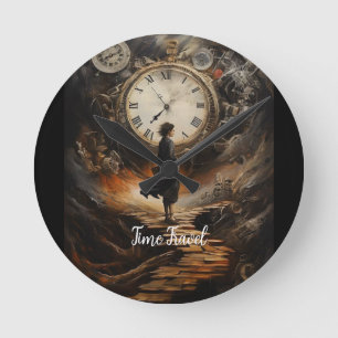 Time Travel Steampunk Wall Clock - Fantasy Art Clo Runde Wanduhr