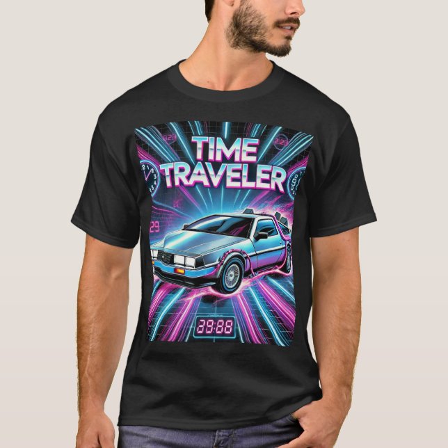Time Traveler Retro 80s T-Shirt - Futurist Car (Devant)