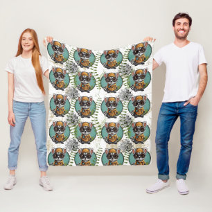 Time Traveller Lemur Muster Fleecedecke