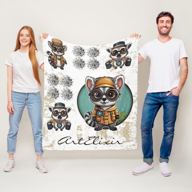 Time Traveller Lemur Print Fleecedecke (Beispiel)