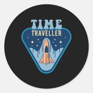 Time Traveller Science Fiction Space Ship Geschenk Runder Aufkleber