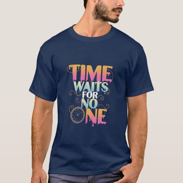 Time Waits For No One Melting Clock Gradient T-Shirt (Vorderseite)