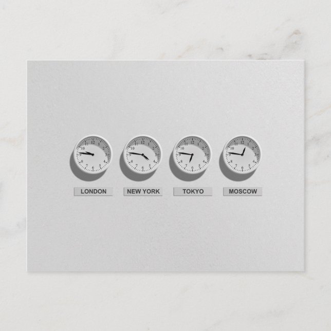 Time Zones World Traveller Postkarte (Vorderseite)