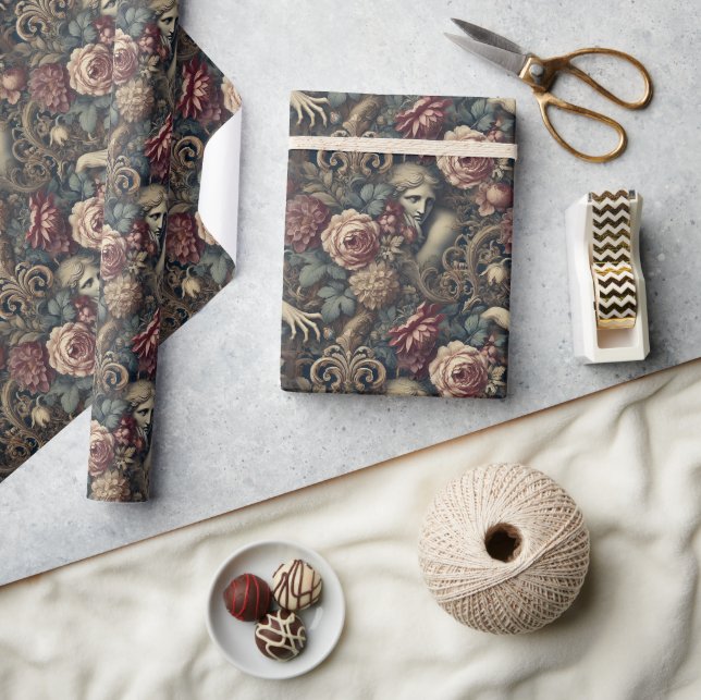 Timelapse - Gothic Floral Bandana Geschenkpapier (Kunsthandwerk)
