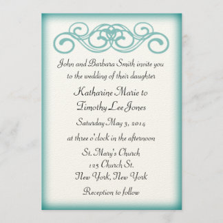 Timeless aquamarine Fairytale-Rolle-Hochzeit Einladung