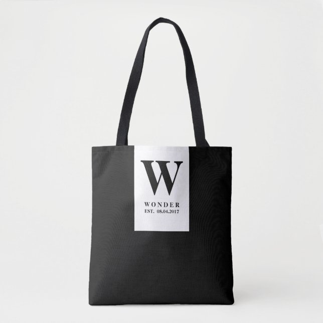Timeless Black Wedding Monogram | Minimalist Desig Tasche (Vorderseite)