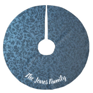 Timeless Blue Floral Viktorianisch Design Weihnach Polyester Weihnachtsbaumdecke