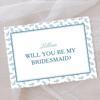 Timeless Blue Garden Elegante Bridesmaid Vorschlag Karte
