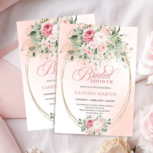 Timeless Blush Pink Roses Bridal Shower Invitation Einladung (Timeless Blush Pink Roses Bridal Shower Invitation)
