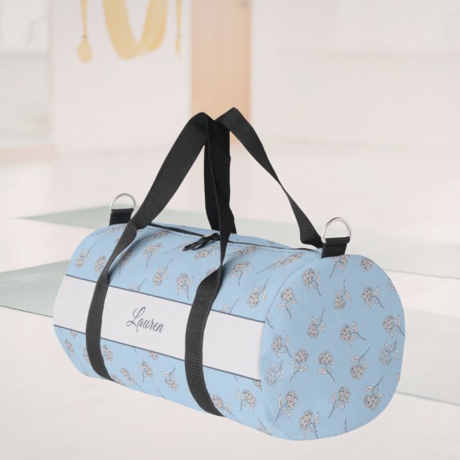 Timeless Botanical Bloom Soft Blue Monogram  Duffle Bag (Von Creator hochgeladen)