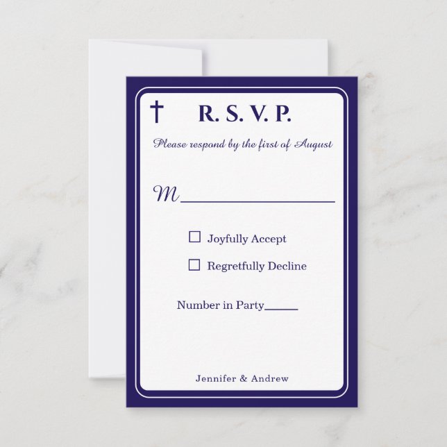 Timeless Catholic Monogrammed Response Card RSVP Karte (Vorderseite)