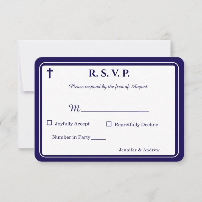 Timeless Catholic Monogrammed Response Card RSVP Karte (Vorderseite)