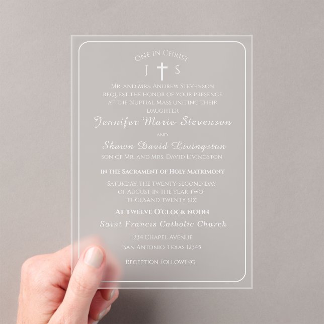 Timeless Catholic Monogrammed Wedding Invitation Acryleinladungen (Insitu (Handheld))