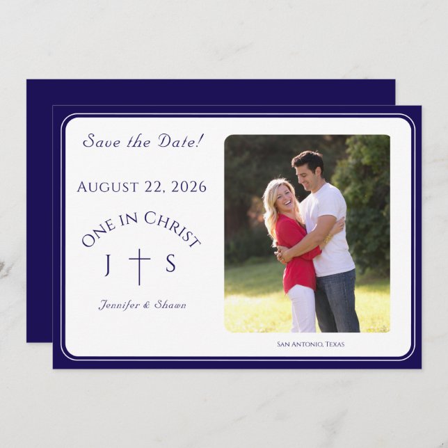 Timeless Catholic Monogrammed Wedding  Save The Date (Vorne/Hinten)