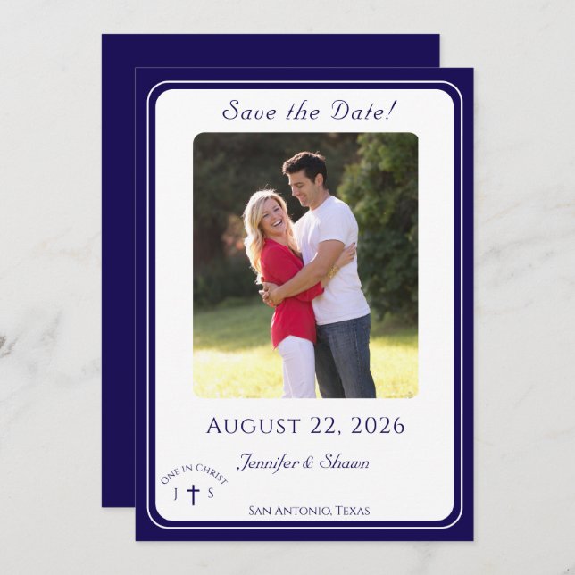 Timeless Catholic Monogrammed Wedding  Save The Date (Vorne/Hinten)