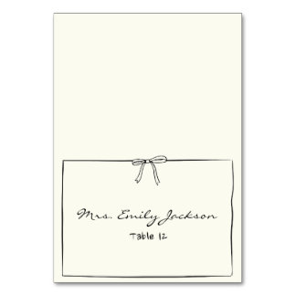 Timeless Chic Coquette Bow carte de place manuscri