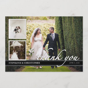 Timeless Chic-Hochzeit danken Ihnen die drei Dankeskarte