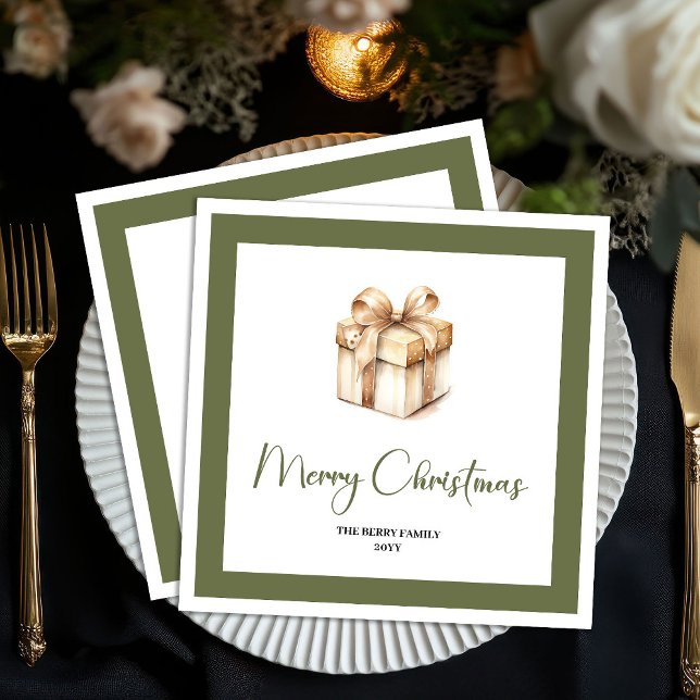 Timeless Christmas Present Custom Family Napkins @ Serviette (Timeless Christmas Present Custom Family Napkins @)