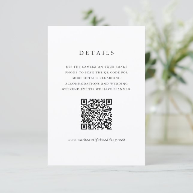 Timeless Classic QR Code Formal Wedding Begleitkarte (Stehend Vorderseite)
