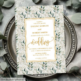 Timeless Deep Green Gold Foliage Wedites Einladung