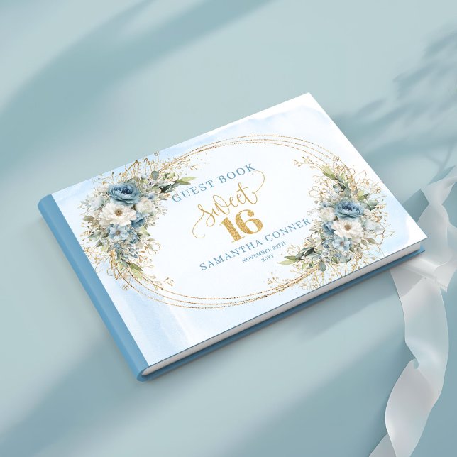 Timeless Dusty Blue Gold Greenery Sweet Sixteen  Gästebuch (Timeless Dusty Blue Gold Greenery Sweet Sixteen Guest Book

)