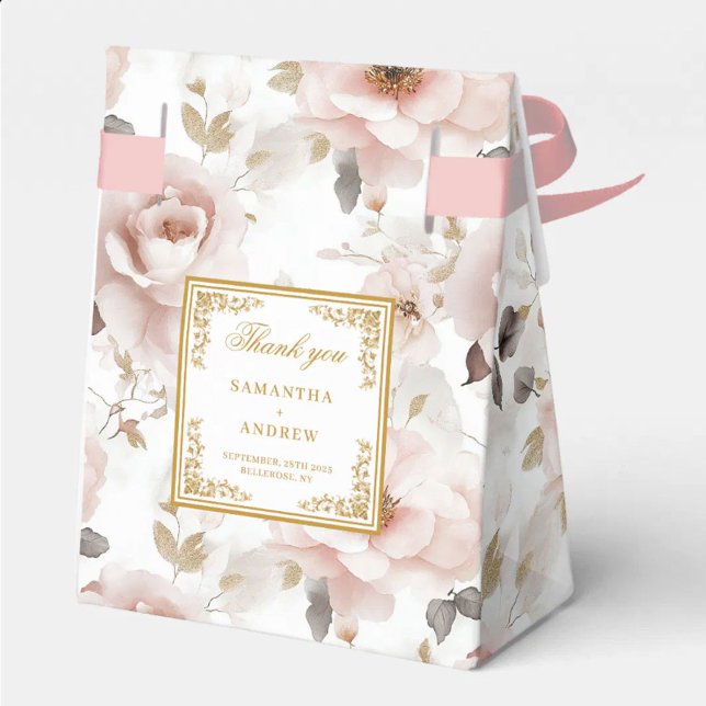 Timeless Dusty Pink Ivory Gold Hochzeit Vielen Dan Geschenkschachtel (Timeless Dusty Pink Ivory Gold Wedding Thank You Favor Boxes)