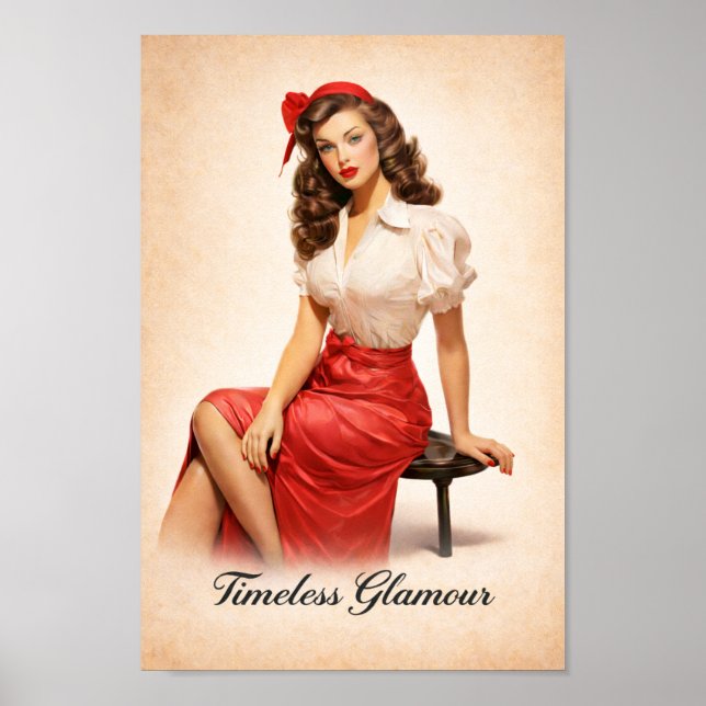 Timeless Glamour Vintage Pin-Up Art Print Poster (Vorne)