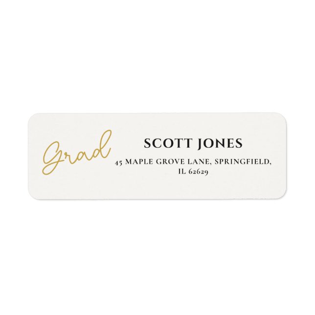 Timeless Gold Script Grad Return Label (Vorne)