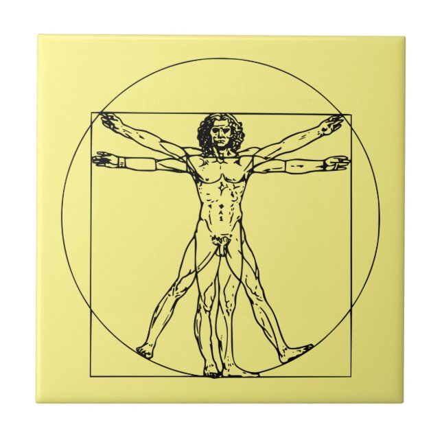 Timeless Leonardo da Vinci Artwork Vitruvian Man Fliese (Vorderseite)