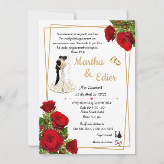 Timeless Love Red Elegance Wedding Invitation 
