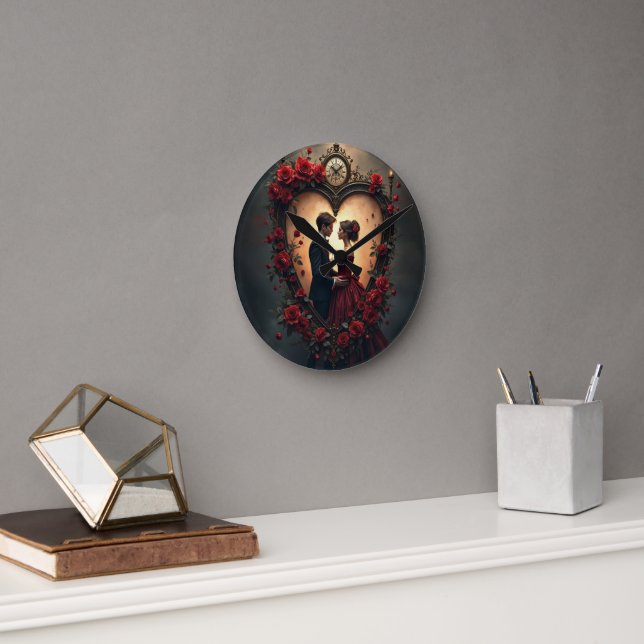 Timeless Love –Victorian Gothic Wedding Collection Runde Wanduhr (Büro)