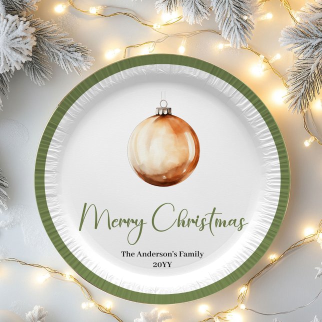 Timeless Minimal Christmas Personalized Family  Pappteller (Timeless Minimal Christmas Personalized Family Plates)