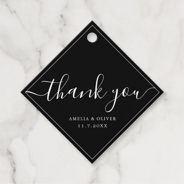 Timeless Modern Minimalist Wedding | Thank You Geschenkanhänger (Vorderseite)