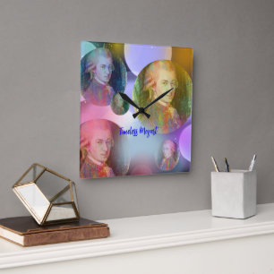 Timeless Mozart Music Quadratische Wanduhr