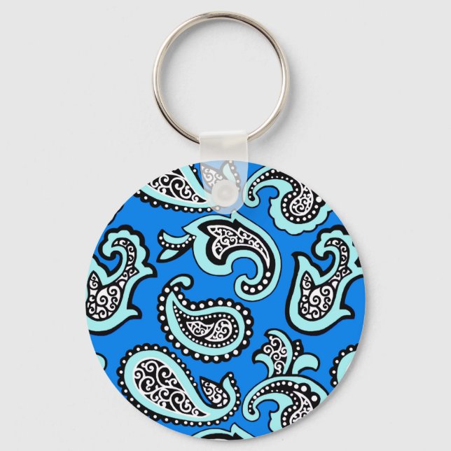Timeless  Paisley on Blue Background Schlüsselanhänger (Vorderseite)