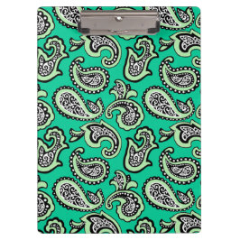 Timeless Paisley on Green Background Klemmbrett