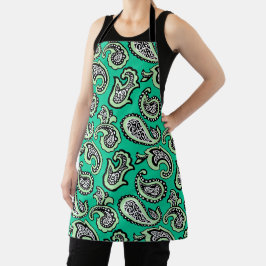 Timeless Paisley on Green Background Schürze