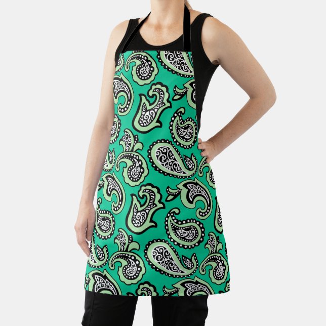 Timeless Paisley on Green Background Schürze (InSitu)