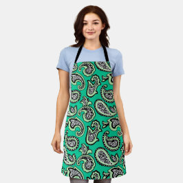 Timeless Paisley on Green Background Schürze